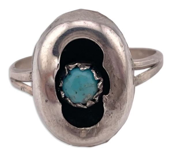 size 6.25 sterling silver turquoise shadowbox ring ***AS IS***
