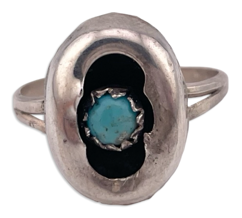 size 6.25 sterling silver turquoise shadowbox ring ***AS IS***