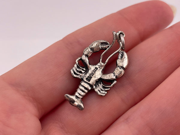 sterling silver rhodium plated lobster pendant