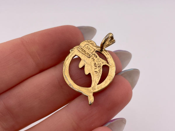 sterling silver gold plated dolphin sports team pendant