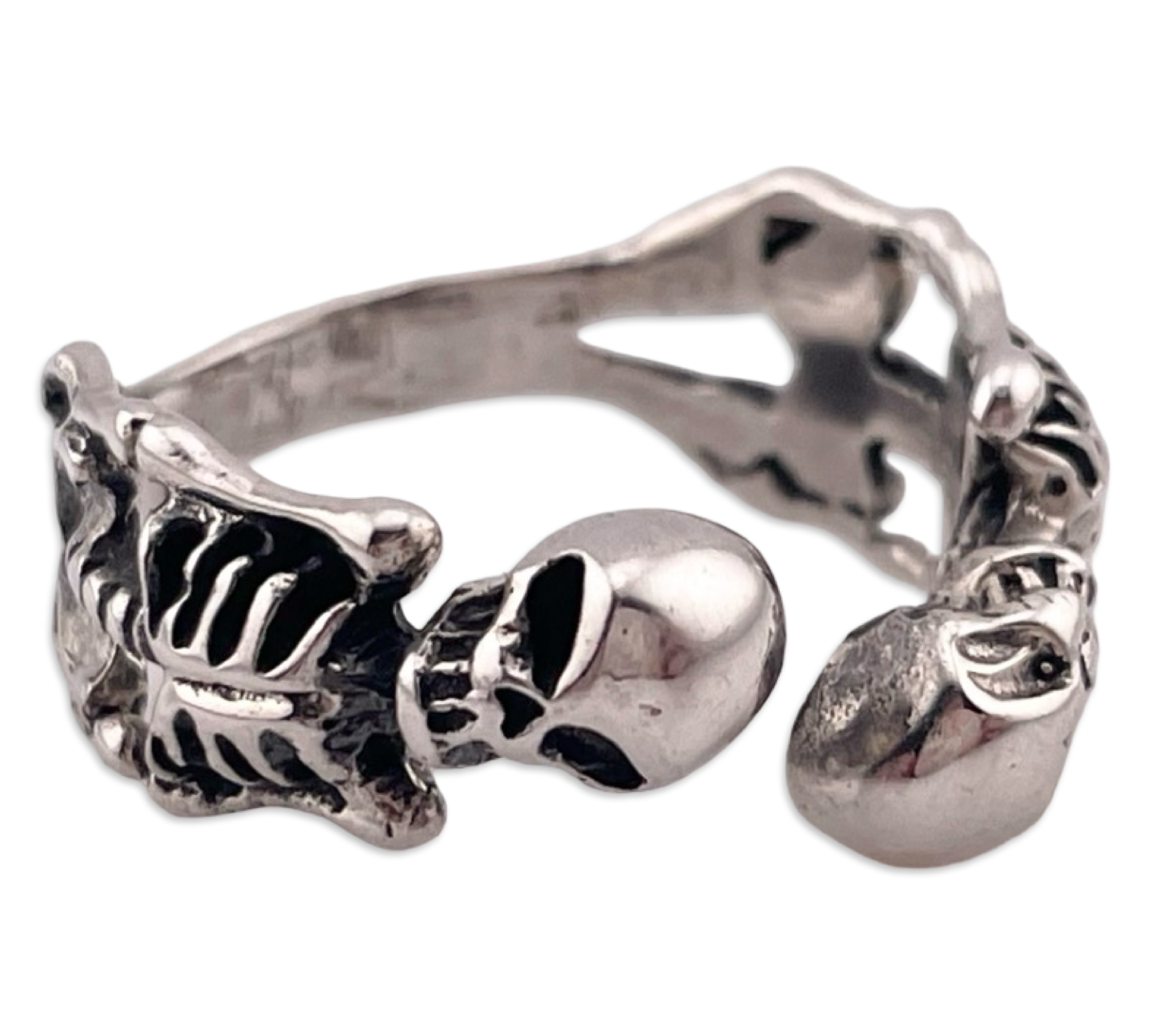 size 12 sterling silver skeleton open band ring – Nomads' Novelties