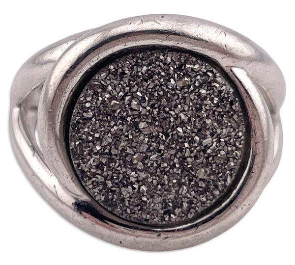 size 6 sterling silver round druzy ring