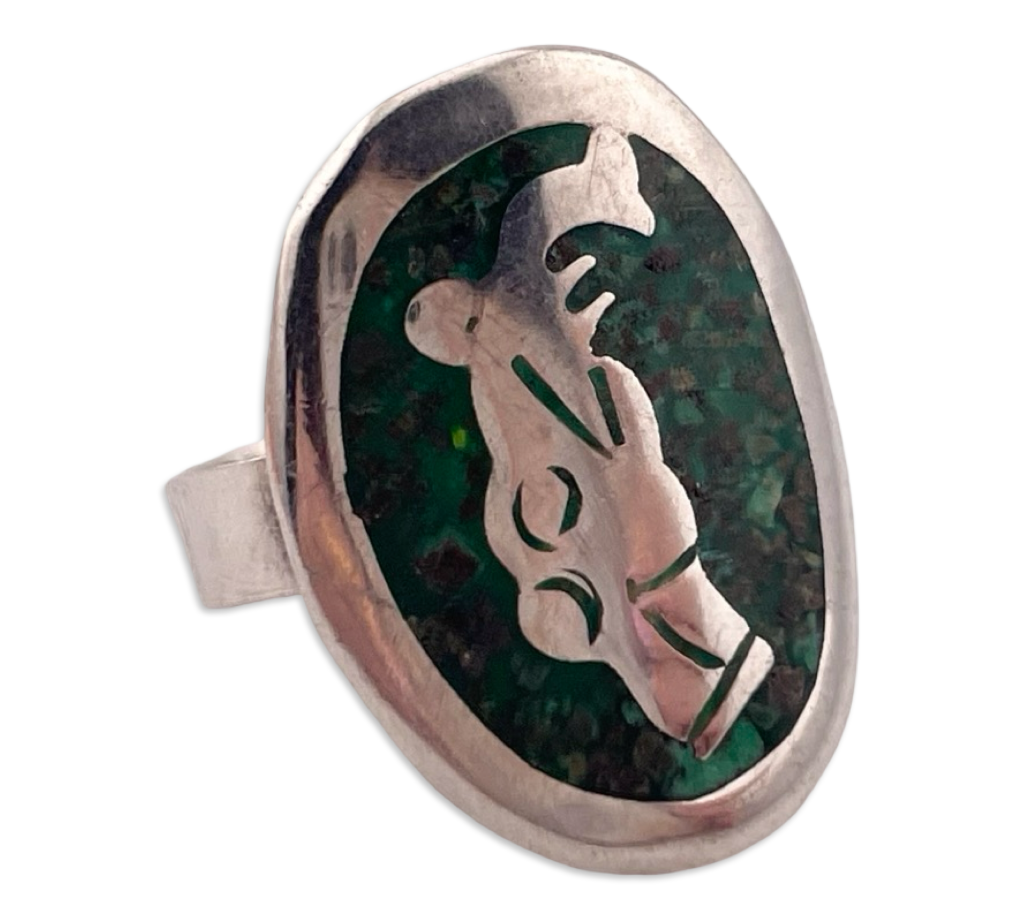 size 6.5 sterling silver serpent crushed stone adjustable ring