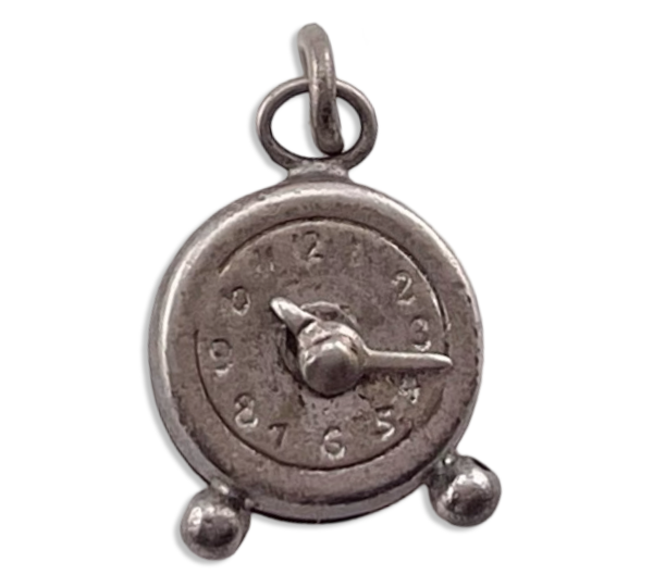 sterling silver clock pendant