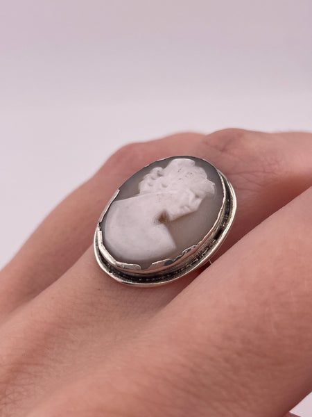 size 6.75 800 silver cameo ring