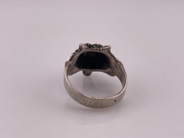 size 12.75 sterling silver wolf head ring