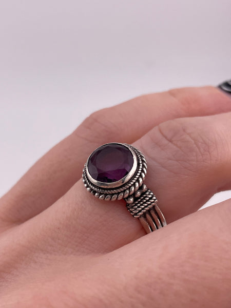 size 6.25 sterling silver faceted amethyst ring