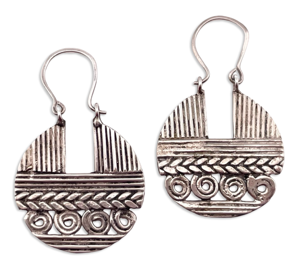 sterling silver lined spiral disc hook earrings