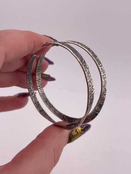 sterling silver Silpada 1 7/8" textured twist post hoop earrings