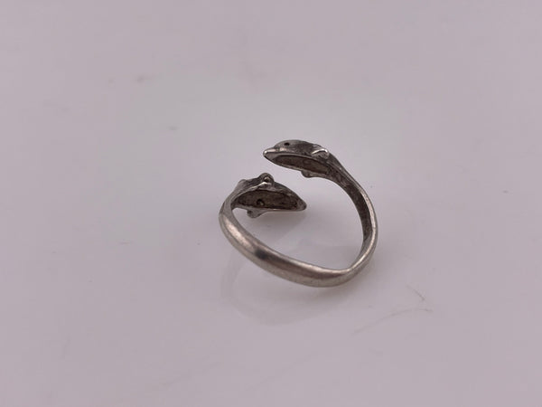 size 4.25 sterling silver dolphin bypass ring