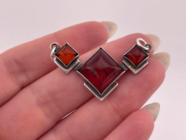 sterling silver faux amber pendant