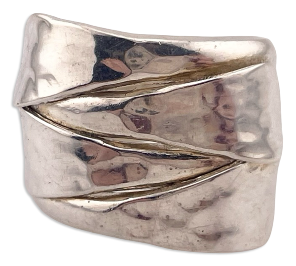 size 6.5 sterling silver stoneless hammered ring