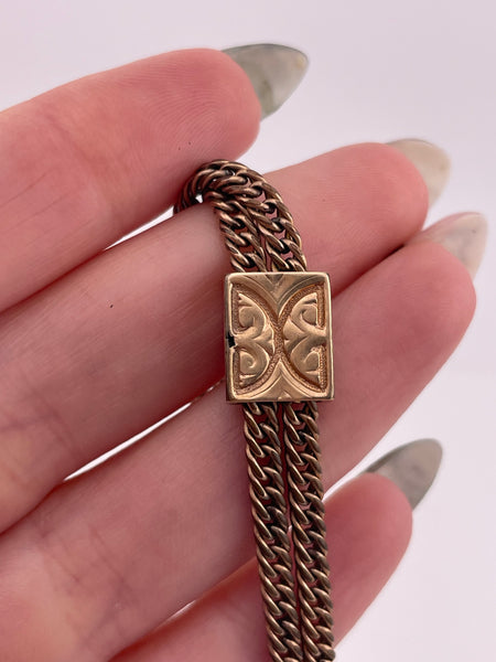 antique gold filled pocket watch slide chain w/ dog clip & t-bar **AS IS**