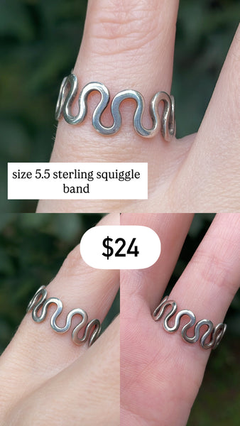 RESERVED PRIVATE LISTING -- sterling silver squiggle ring A11
