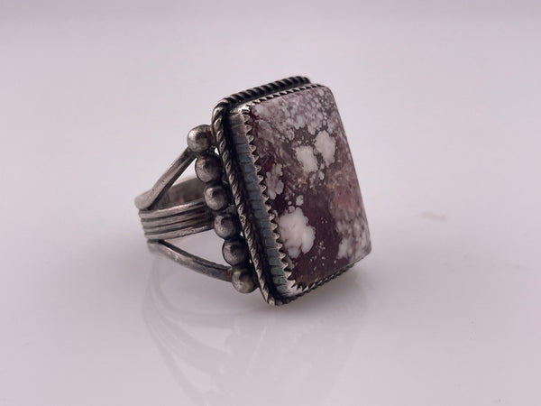size 13.75 sterling silver Garrison Boyd Navajo crazy horse magnesite rectangle ring