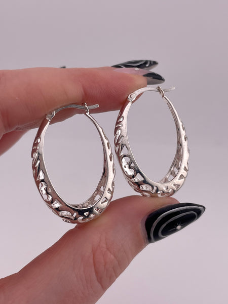 sterling silver cut-out hoop earrings