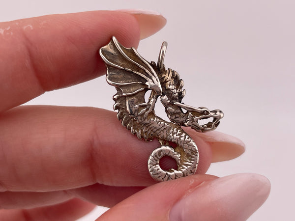 sterling silver double-sided dragon pendant