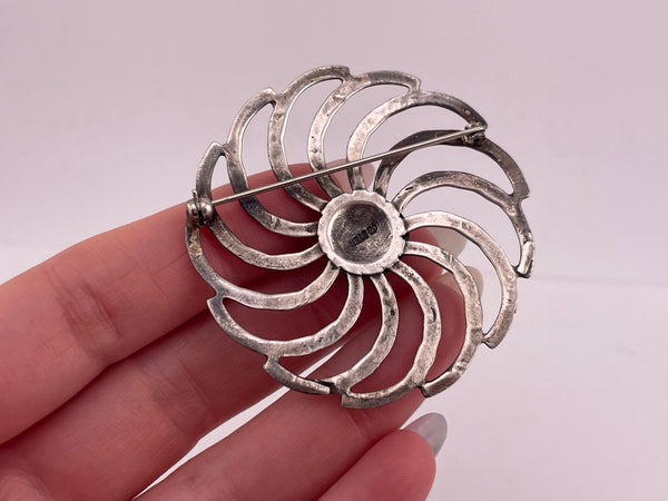 sterling silver 2" stamped spiny oyster brooch pin