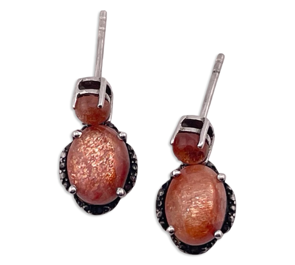 sterling silver sun stone post dangle earrings
