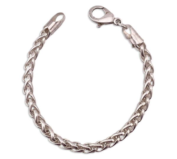 sterling silver 7 3/8" wheat chain link bracelet
