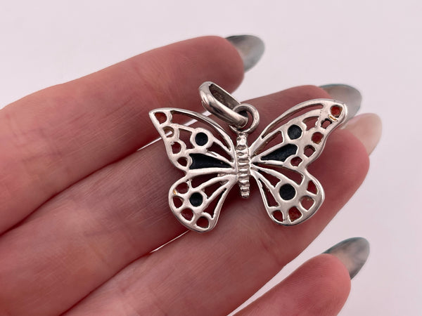 sterling silver resin butterfly pendant