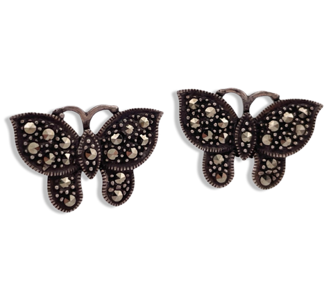 sterling silver marcasite butterfly post earrings