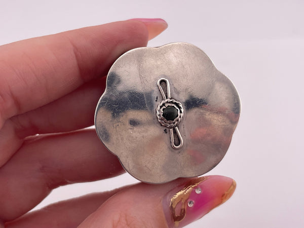 sterling silver green stone compartment pill box
