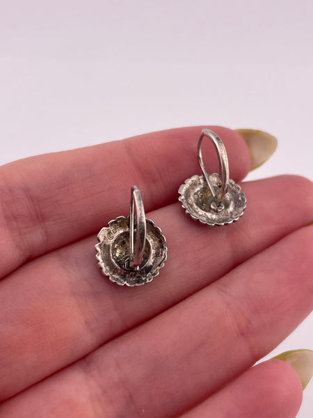 sterling silver sunflower dangle earrings