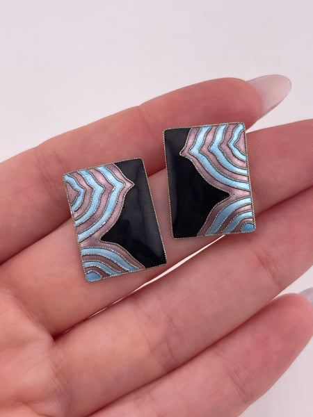 sterling silver gold wash enamel post earrings