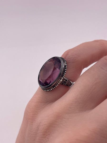 size 4 sterling silver faceted purple glass ring **AS IS**