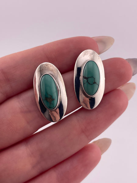 sterling silver turquoise oval post earrings
