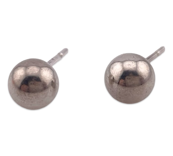 sterling silver small round ball sphere post earrings