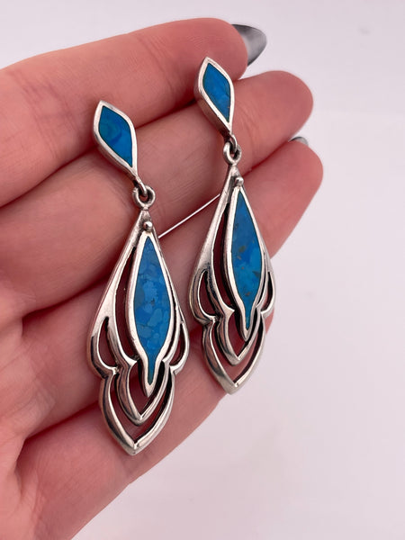 sterling silver stabilized turquoise post dangle earrings