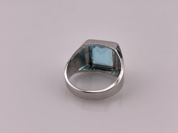 size 9.25 sterling silver faceted blue glass ring