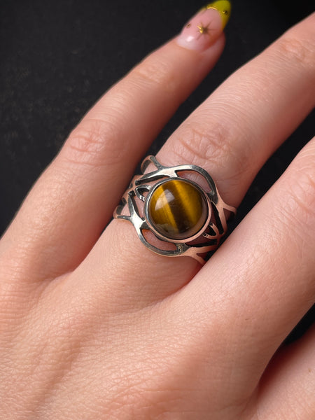 size 6.75 sterling silver tigers eye ring