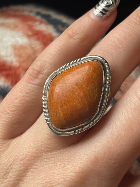 size 6.75 sterling silver Jay King chunky orange stone ring