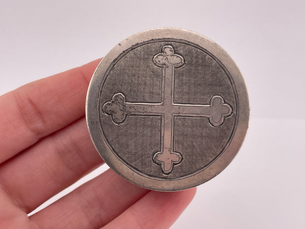 sterling silver cross round compartment pill box