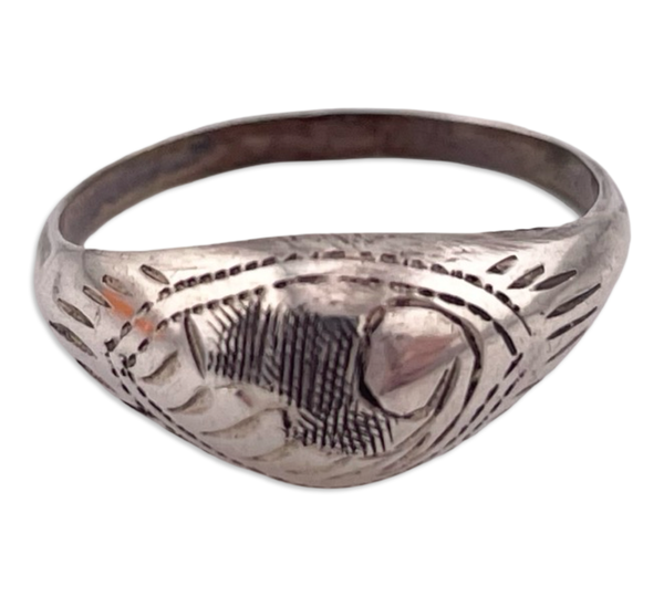 size 5 sterling silver etched scroll ring