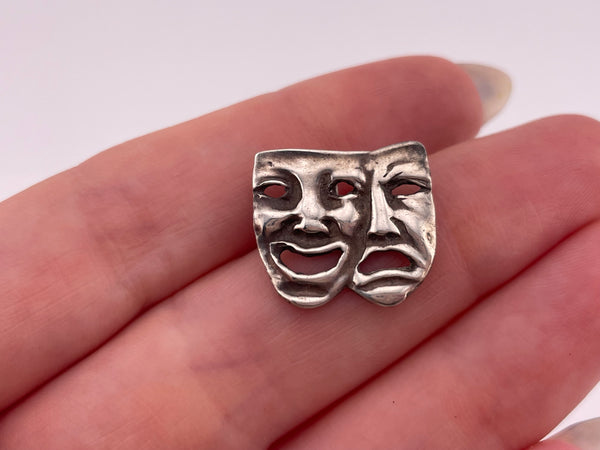 sterling silver comedy drama masks pendant