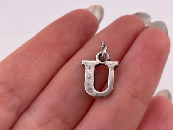 sterling silver 'U' letter initial pendant