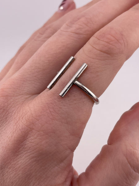 size 7.5 sterling silver parallel bar adjustble ring