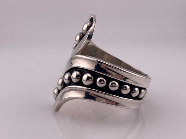 sterling silver stoneless Mexican dome ball design bypass clamper bracelet