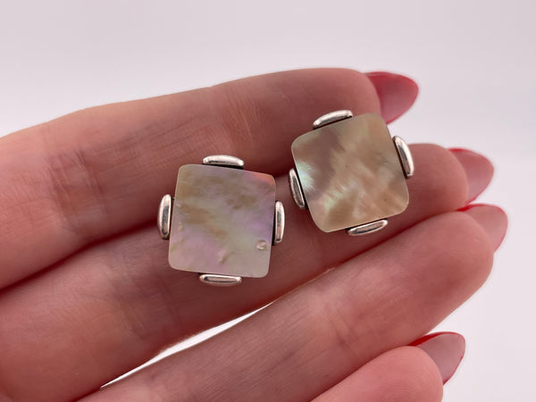 sterling silver mother of pearl post earrings
