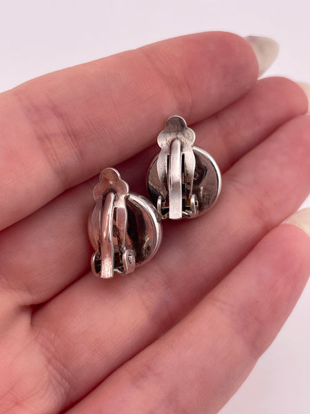 sterling silver round amber clip-on earrings