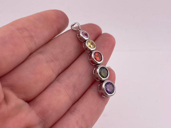 sterling silver faceted rainbow glass pendant