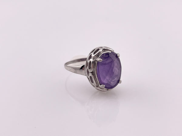 size 8.25 sterling silver faceted amethyst ring ***AS IS***