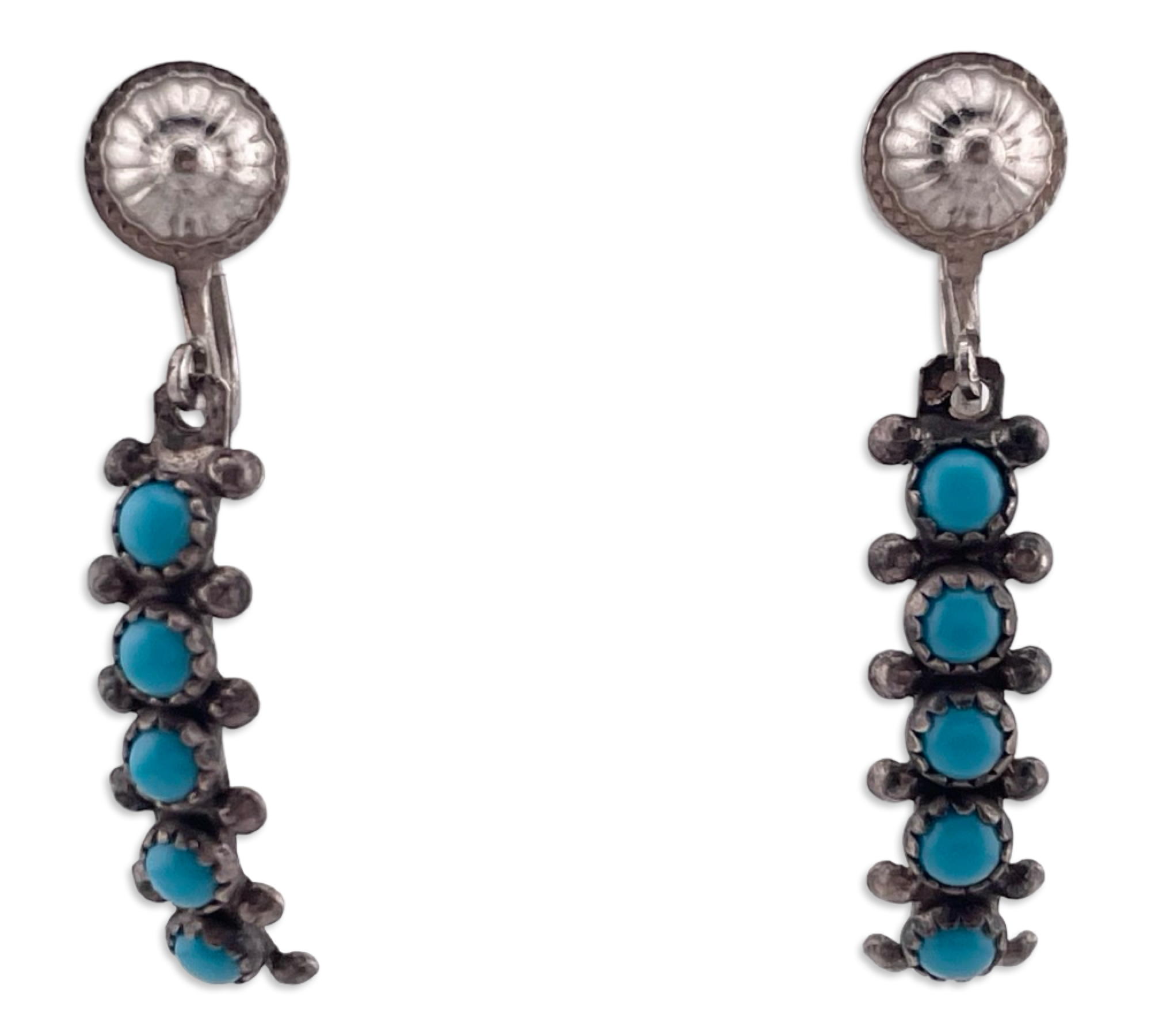 sterling silver synthetic turquoise screw-back dangle earrings