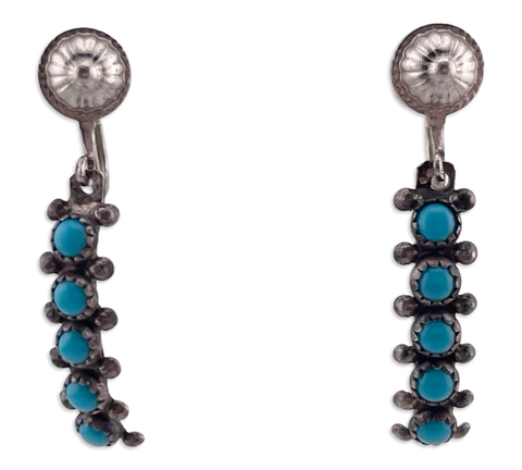 sterling silver synthetic turquoise screw-back dangle earrings