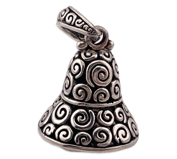 sterling silver swirl bell pendant