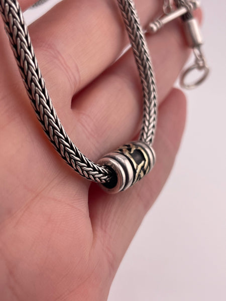 sterling silver 18" foxtail wheat barrel pendant toggle clasp necklace